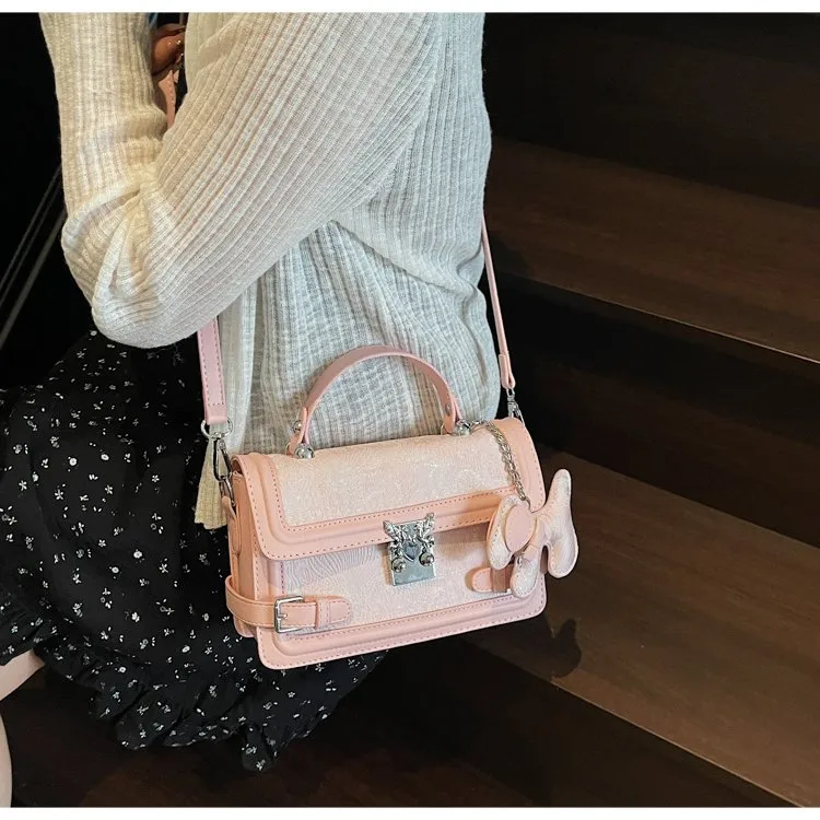 Elegant Twist Lock Shoulder Bag Fashion Casual Ladies Square Flower Pattern Artificial Leather Handbag Street Style Four Seasons Applicable display picture 16