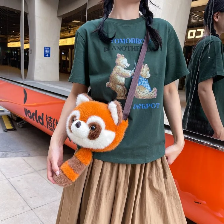 Cartoon Animal Single Shoulder Bag Children's Plush Round Shape Casual Holiday Zipper Closure Crossbody Bag All Seasons Cute Style display picture 3