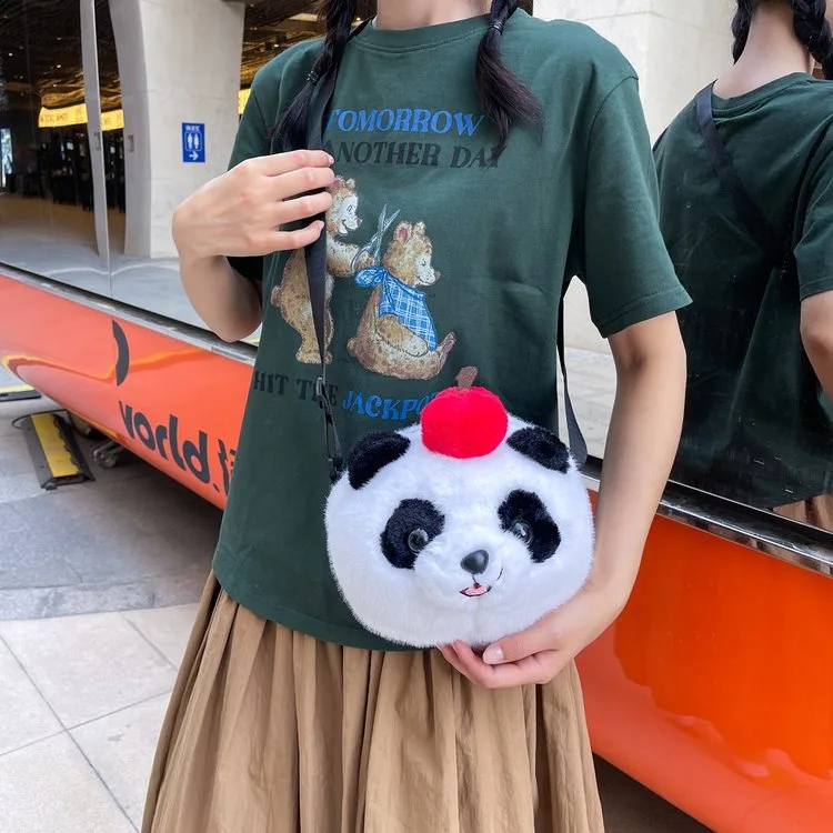 Cartoon Animal Single Shoulder Bag Children's Plush Round Shape Casual Holiday Zipper Closure Crossbody Bag All Seasons Cute Style display picture 11