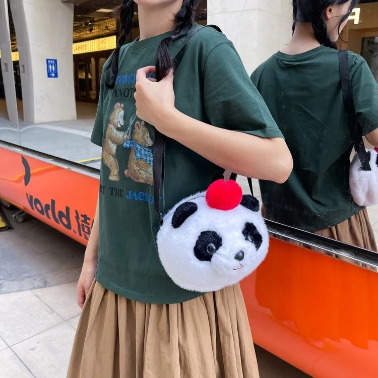 Cartoon Animal Single Shoulder Bag Children's Plush Round Shape Casual Holiday Zipper Closure Crossbody Bag All Seasons Cute Style display picture 14