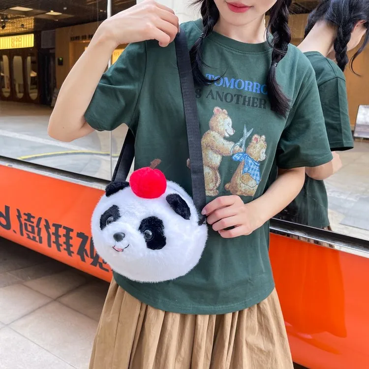 Cartoon Animal Single Shoulder Bag Children's Plush Round Shape Casual Holiday Zipper Closure Crossbody Bag All Seasons Cute Style display picture 23