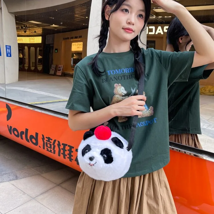 Cartoon Animal Single Shoulder Bag Children's Plush Round Shape Casual Holiday Zipper Closure Crossbody Bag All Seasons Cute Style display picture 15