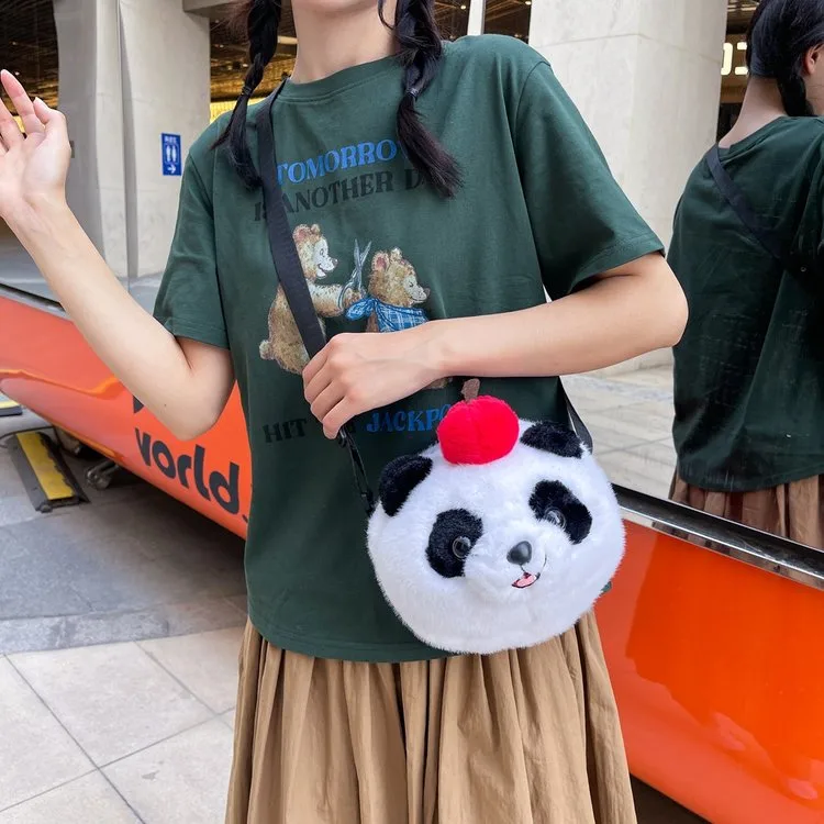 Cartoon Animal Single Shoulder Bag Children's Plush Round Shape Casual Holiday Zipper Closure Crossbody Bag All Seasons Cute Style display picture 26