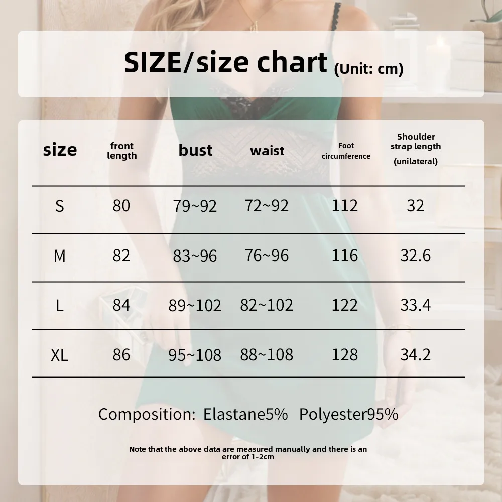 Sexy Black Lace Women's Nightdress Summer Thin Ice Silk Sling V-neck Skirt Home Wear Breathable Casual Pajamas display picture 1