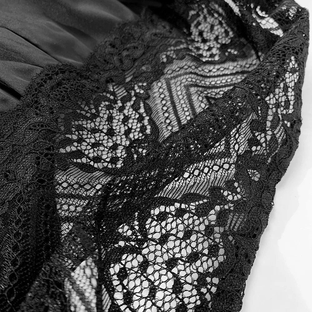 Sexy Black Lace Women's Nightdress Summer Thin Ice Silk Sling V-neck Skirt Home Wear Breathable Casual Pajamas display picture 11