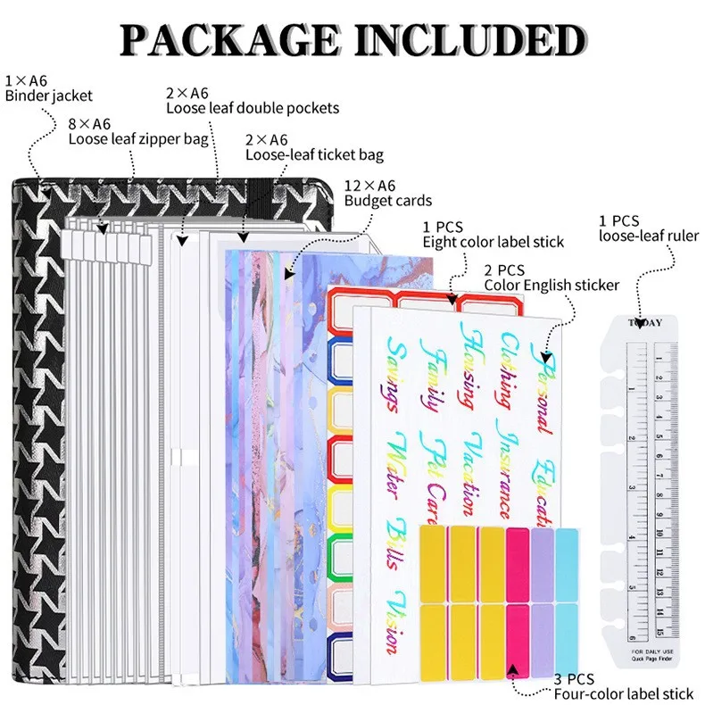 Creative Leather Ring Loose Leaf Notebook Suitable For Financial Planner Accounting Notebook Pink XINGX Marble Design With Storage And Stickers display picture 2