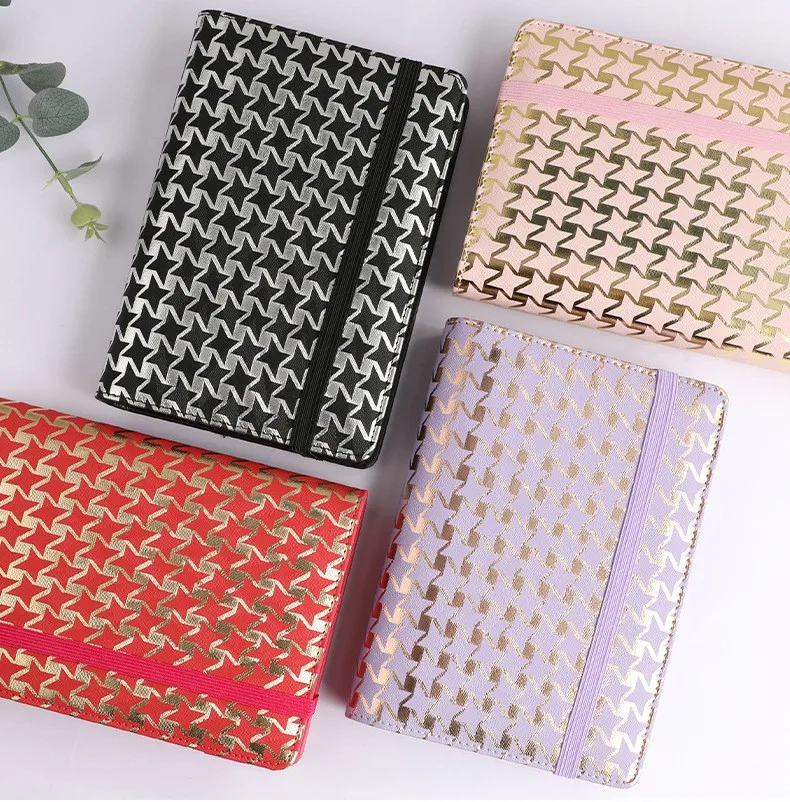 Creative Leather Ring Loose Leaf Notebook Suitable For Financial Planner Accounting Notebook Pink XINGX Marble Design With Storage And Stickers display picture 17
