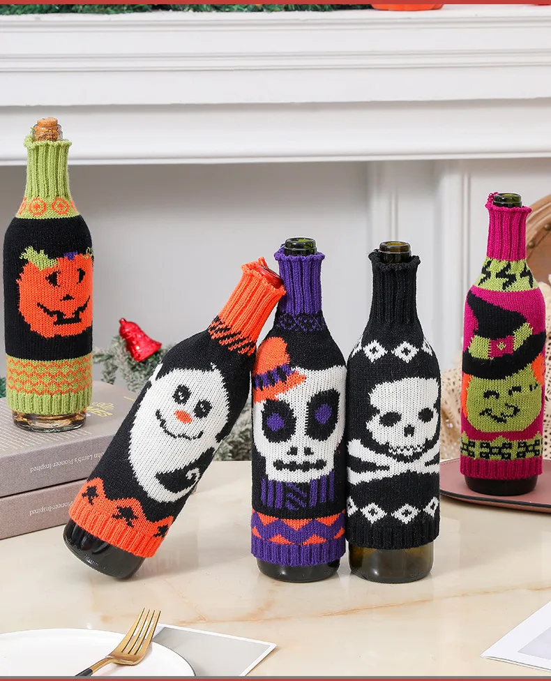 Halloween Decoration Knitted Christmas Bottle Cover Red Wine Suitable For Restaurant Decoration Clothing Accessories display picture 3