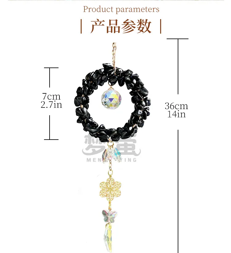 Luxury Automobile Hanging Ornament Crystal Rearview Mirror Decoration Natural Stone On Behalf Of The Consignor Live Vehicle Interior Design Accessories display picture 2