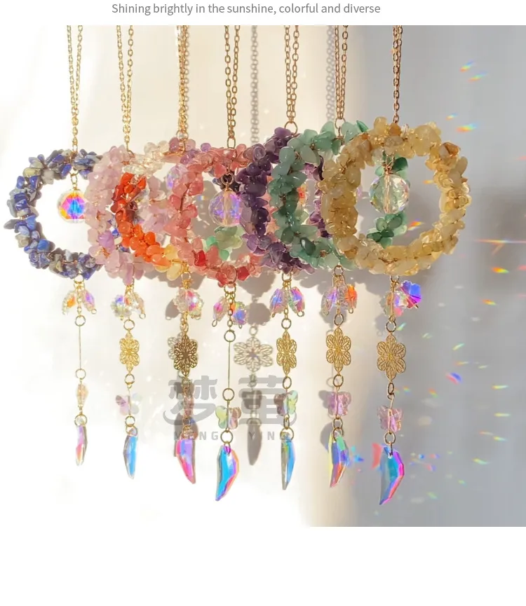 Luxury Automobile Hanging Ornament Crystal Rearview Mirror Decoration Natural Stone On Behalf Of The Consignor Live Vehicle Interior Design Accessories display picture 5
