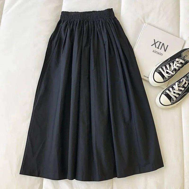 Women's Slim-Fit High Waist A- Line Skirt New Style Summer Slimming Umbrella-Shaped Casual Polyester Fabric Skirt display picture 2