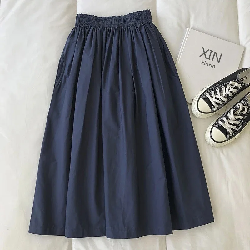 Women's Slim-Fit High Waist A- Line Skirt New Style Summer Slimming Umbrella-Shaped Casual Polyester Fabric Skirt display picture 4