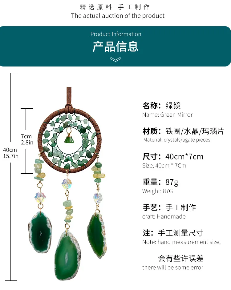 Hand-Woven Natural Green Turquoise Car Pendant Luxury Men's Gift Exclusive Automobile Hanging Ornament Iron Hoop Material display picture 2