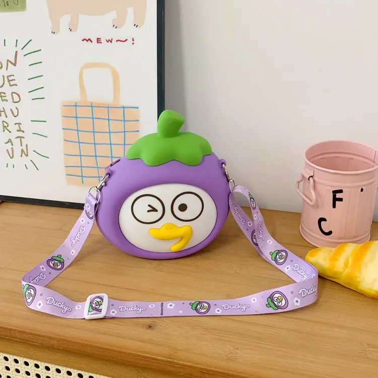 Children's Cartoon Fruit Crossbody Bag Silicone Shoulder Bag Zipper Closure Leisure Holiday Cute Style All Seasons Universal display picture 4