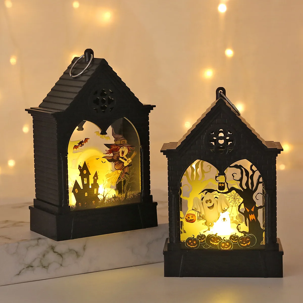 Halloween Decoration LED Lantern Electric Candle Lamp Holiday Atmosphere Decoration Table Decorations Plastic Glass Material display picture 6