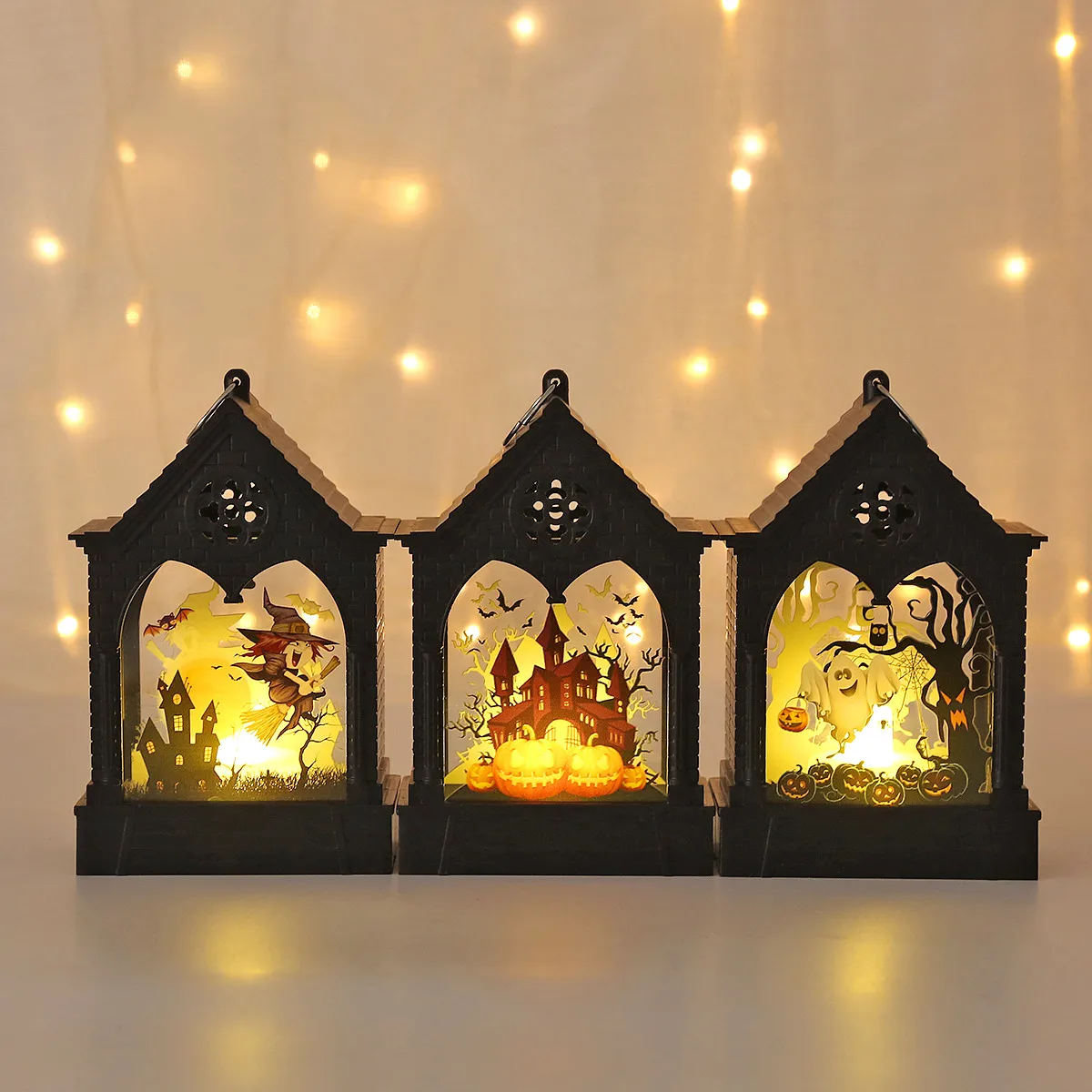 Halloween Decoration LED Lantern Electric Candle Lamp Holiday Atmosphere Decoration Table Decorations Plastic Glass Material display picture 4