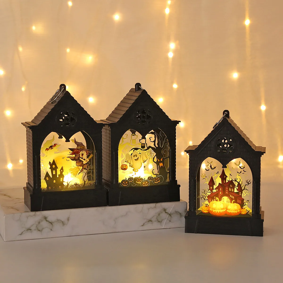 Halloween Decoration LED Lantern Electric Candle Lamp Holiday Atmosphere Decoration Table Decorations Plastic Glass Material display picture 11