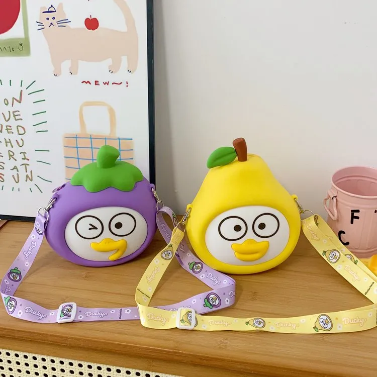 Children's Cartoon Fruit Crossbody Bag Silicone Shoulder Bag Zipper Closure Leisure Holiday Cute Style All Seasons Universal display picture 7
