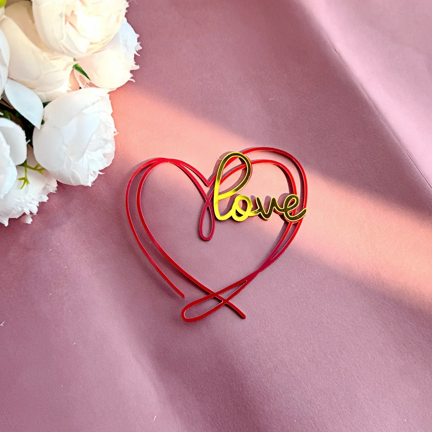 Valentine's Day Acrylic Cake Decoration Love Heart-Shaped Cake Decoration Ins Style Plastic Material Holiday Theme Happy Valentine's Day display picture 11