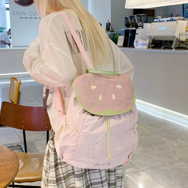 Cute Children's Backpacks Dual Shoulder Bags Cartoon Fruit Pattern Nylon Leisure School Multifunctional Backpack Cover Style display picture 6