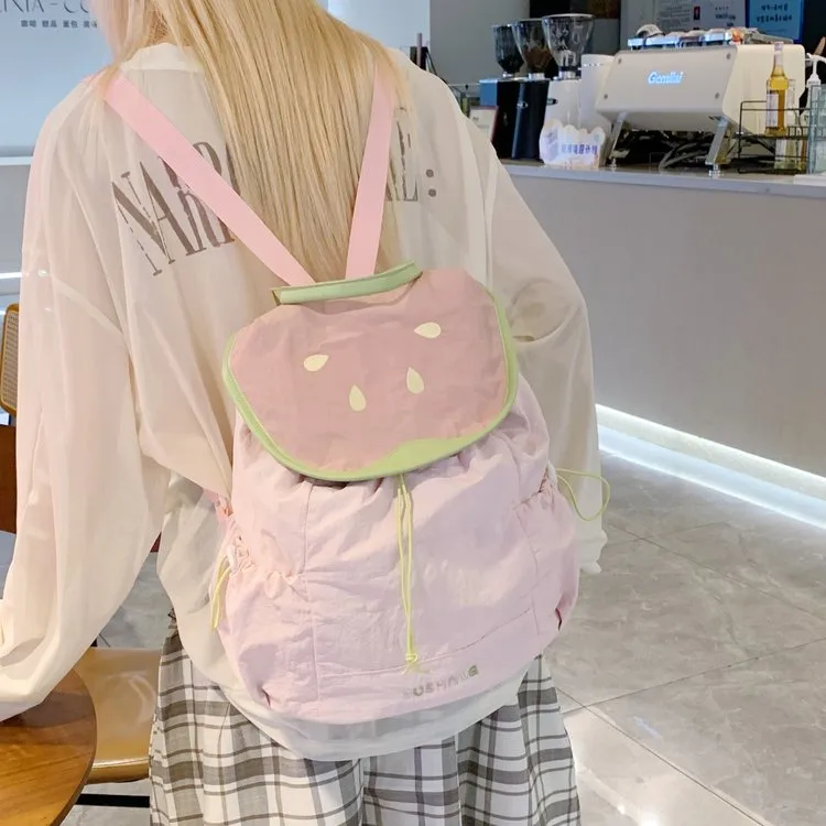 Cute Children's Backpacks Dual Shoulder Bags Cartoon Fruit Pattern Nylon Leisure School Multifunctional Backpack Cover Style display picture 14