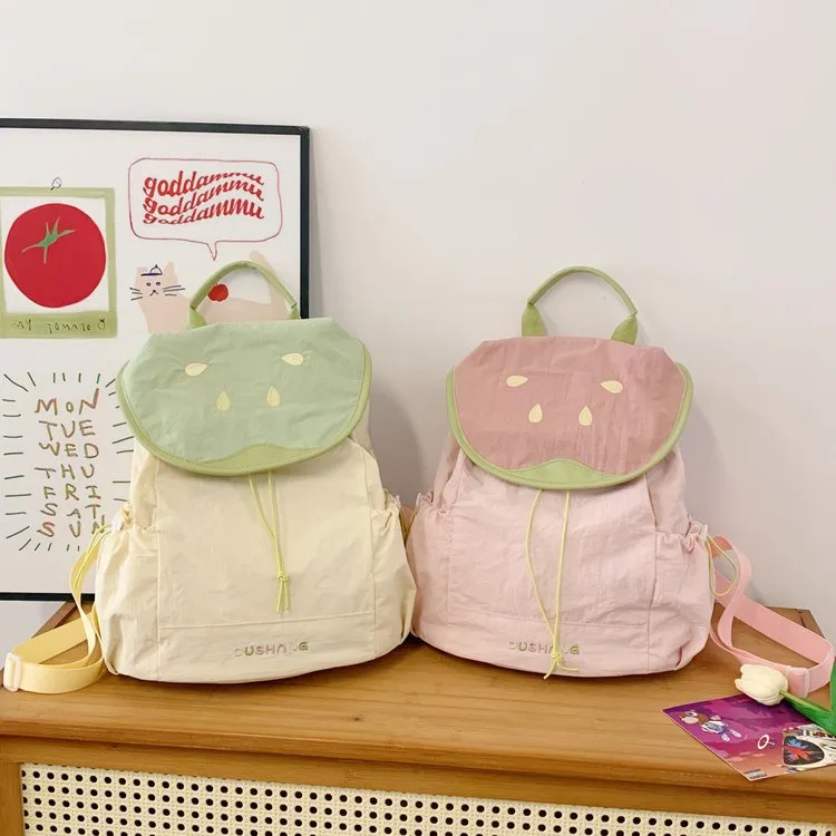 Cute Children's Backpacks Dual Shoulder Bags Cartoon Fruit Pattern Nylon Leisure School Multifunctional Backpack Cover Style display picture 8