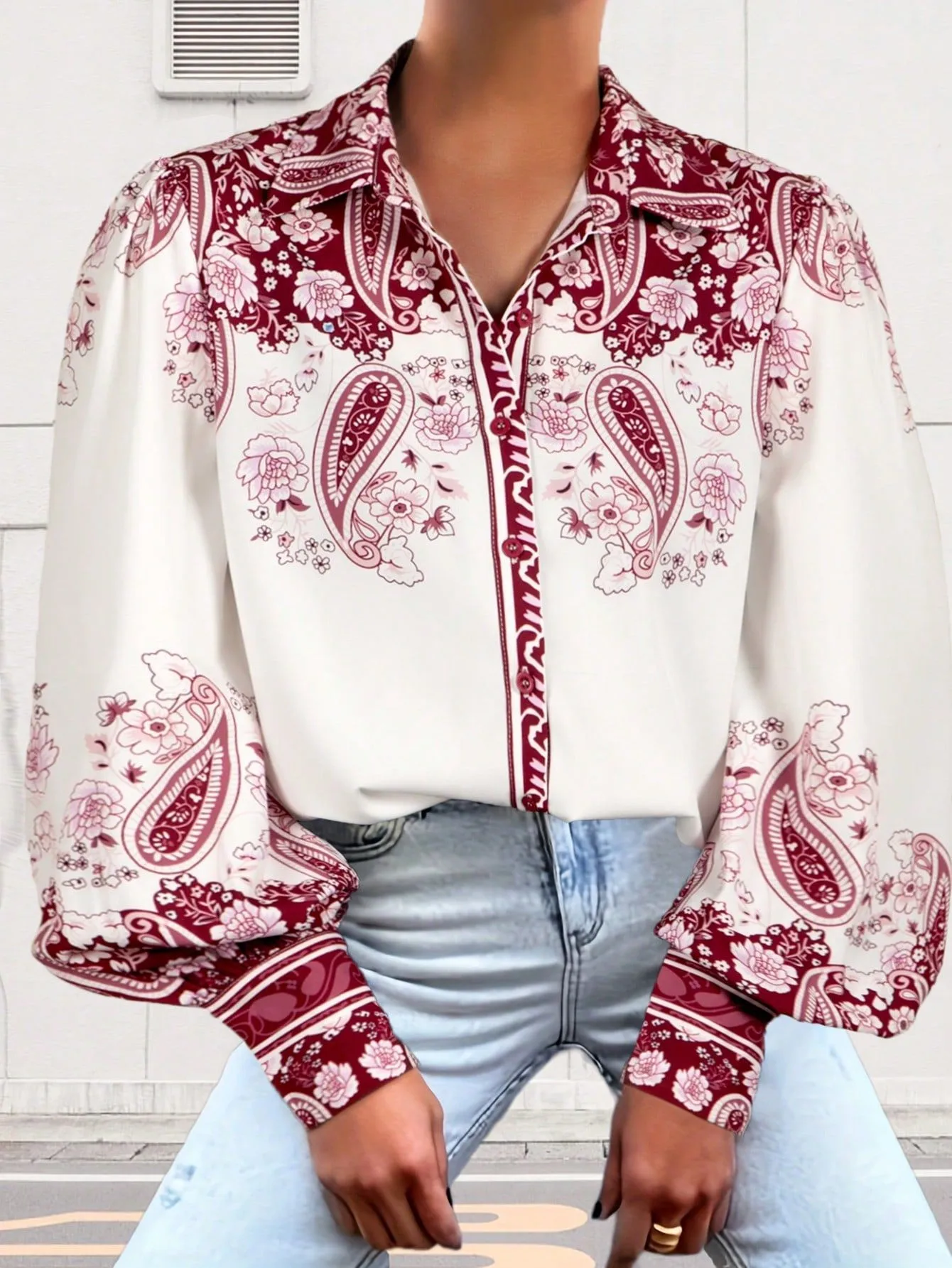 Casual Fashion Women's Long-Sleeved Blouse Collar Printed Top Versatile Spring And Autumn New  Style Polyester Fabric display picture 1