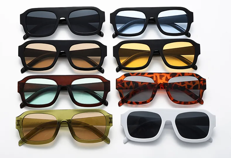 Large Square Frame Single Beam Sunglasses Street Style Fashion Personality High-End Sense Travel Sun Protection Glasses display picture 5