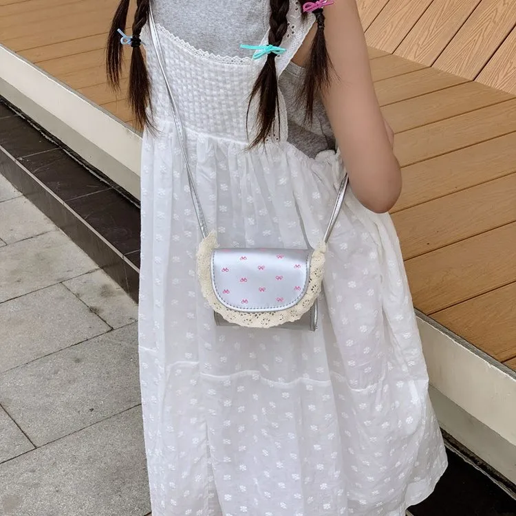 Kid'S Pu Leather Bow Knot Cute Square Flip Cover Shoulder Bag display picture 11