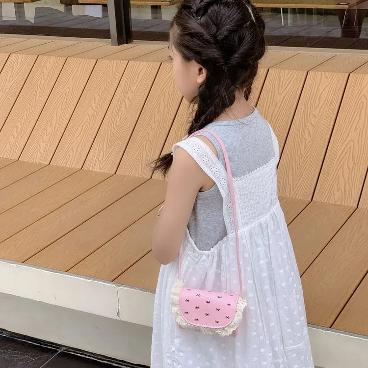 Kid'S Pu Leather Bow Knot Cute Square Flip Cover Shoulder Bag display picture 16