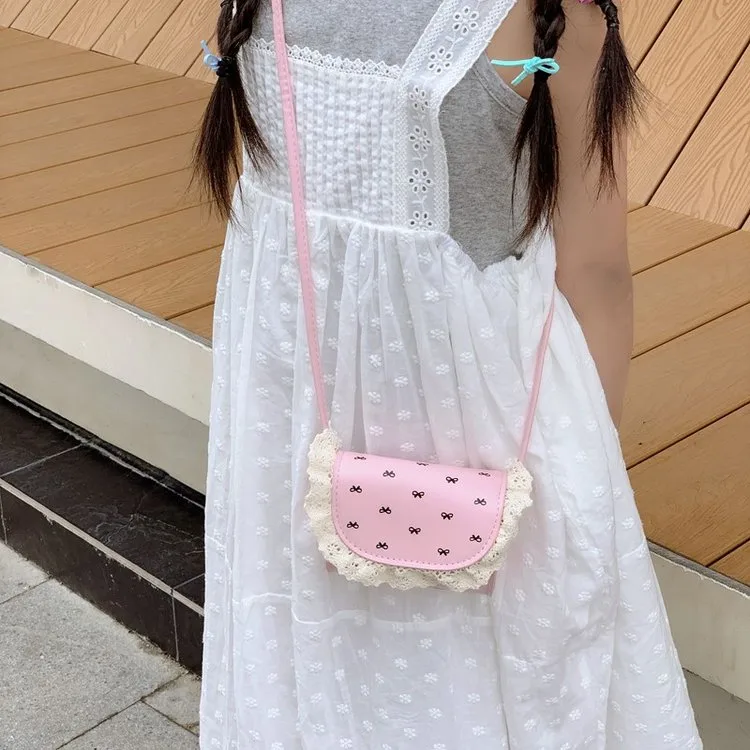 Kid'S Pu Leather Bow Knot Cute Square Flip Cover Shoulder Bag display picture 23