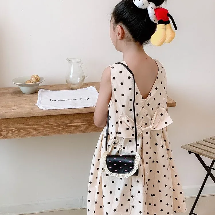 Kid'S Pu Leather Bow Knot Cute Square Flip Cover Shoulder Bag display picture 5