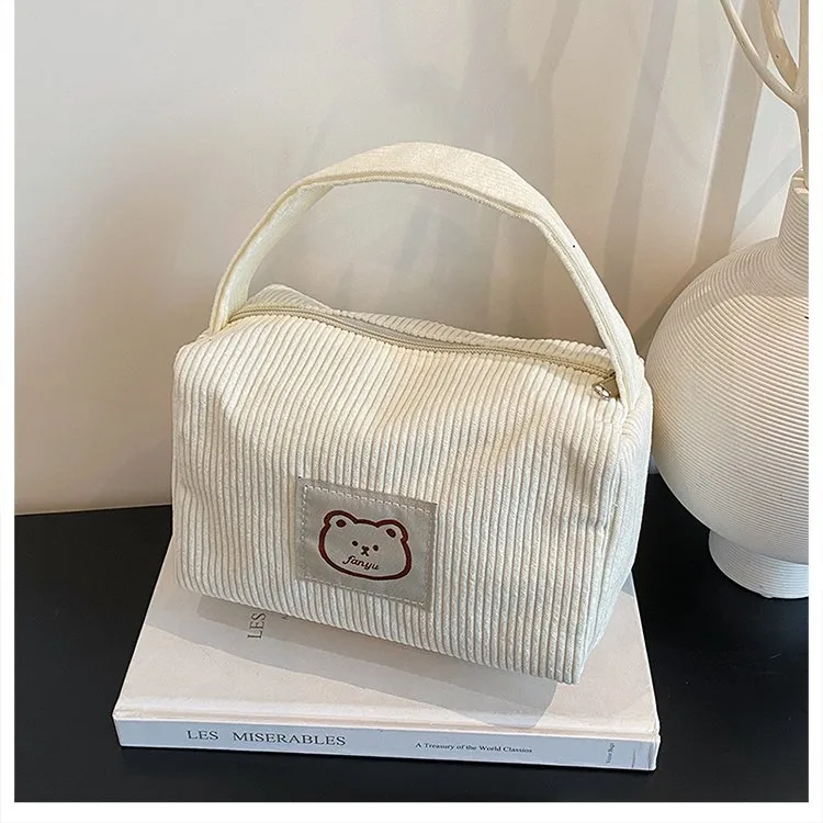Women's Corduroy Bear Vacation Square Zipper Handbag display picture 9