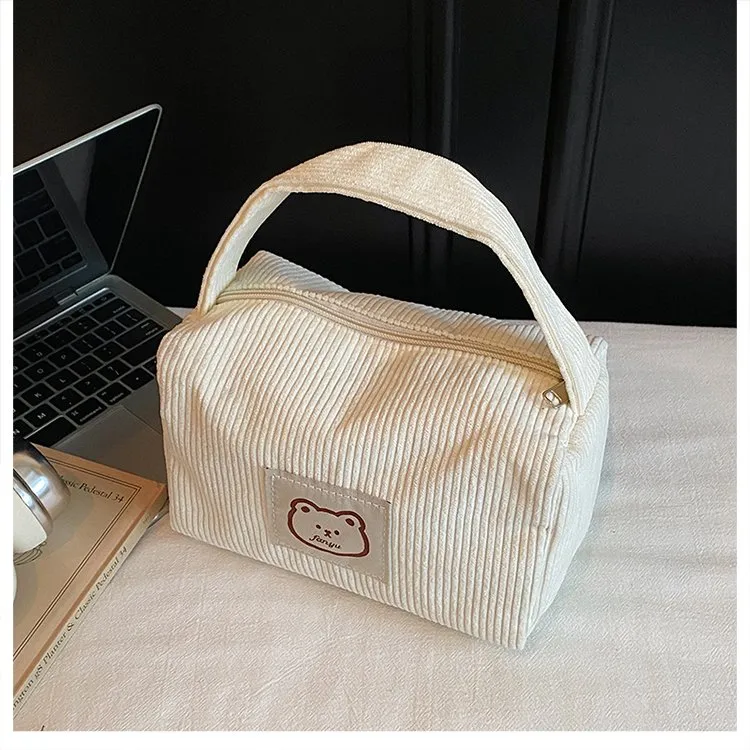 Women's Corduroy Bear Vacation Square Zipper Handbag display picture 21