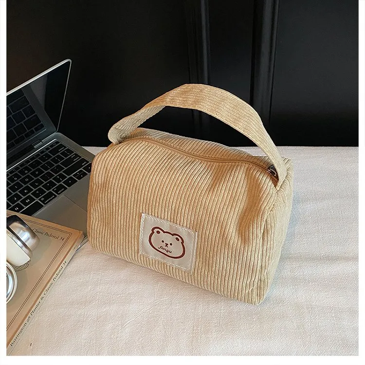 Women's Corduroy Bear Vacation Square Zipper Handbag display picture 12