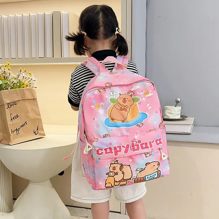 Kid'S Nylon Cartoon Capybara Cute Square Zipper Functional Backpack display picture 16