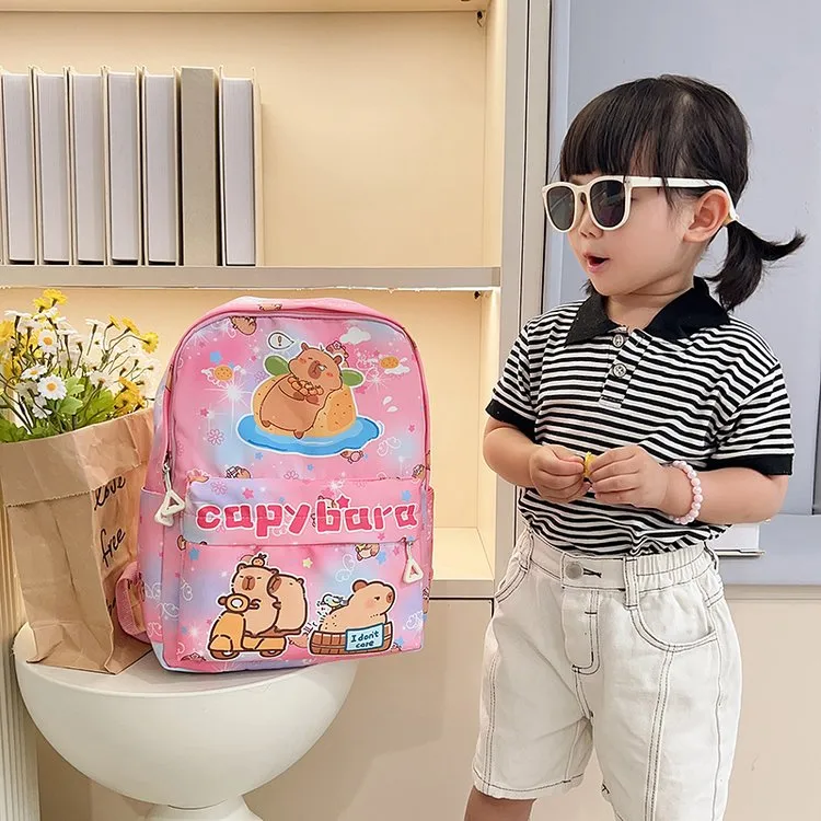 Kid'S Nylon Cartoon Capybara Cute Square Zipper Functional Backpack display picture 12
