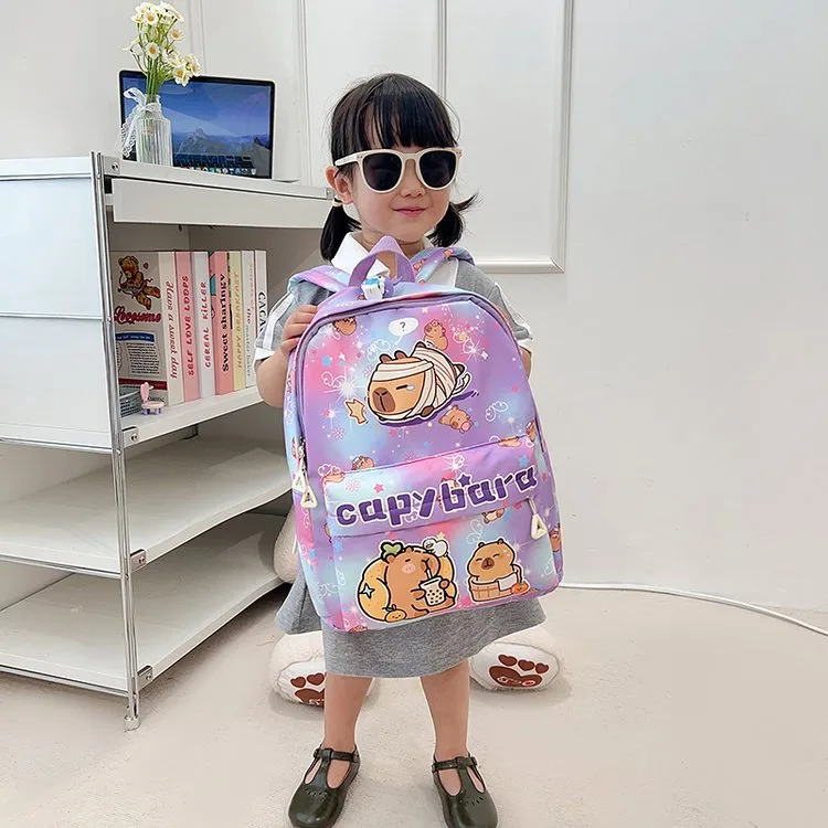 Kid'S Nylon Cartoon Capybara Cute Square Zipper Functional Backpack display picture 13