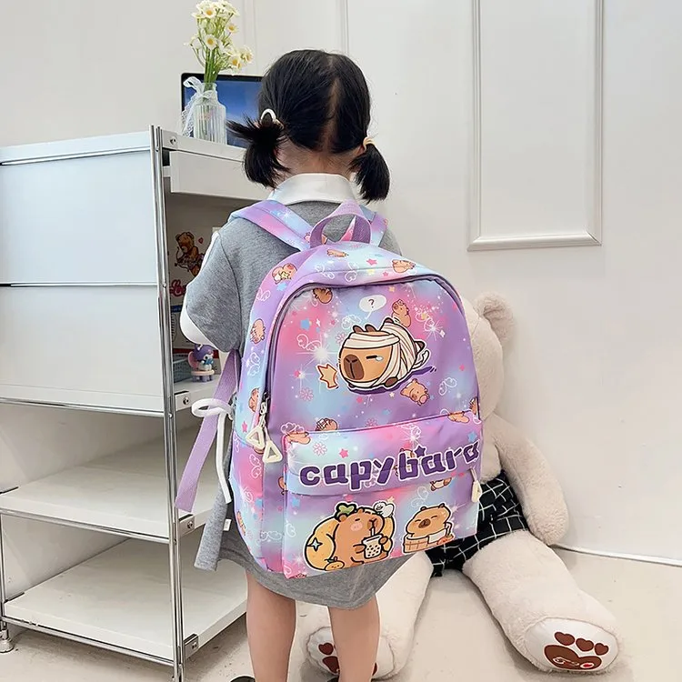Kid'S Nylon Cartoon Capybara Cute Square Zipper Functional Backpack display picture 10
