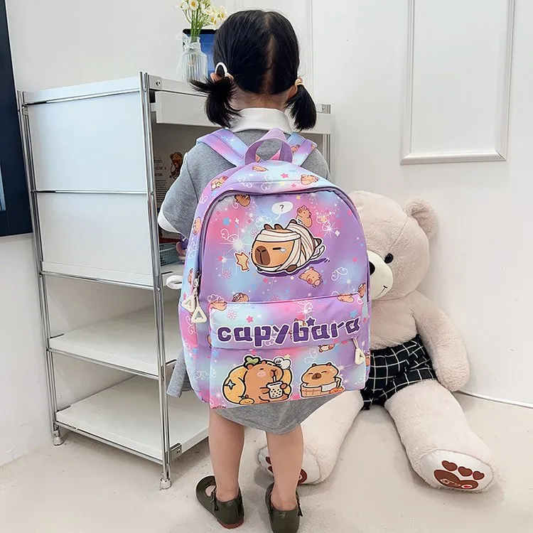 Kid'S Nylon Cartoon Capybara Cute Square Zipper Functional Backpack display picture 17