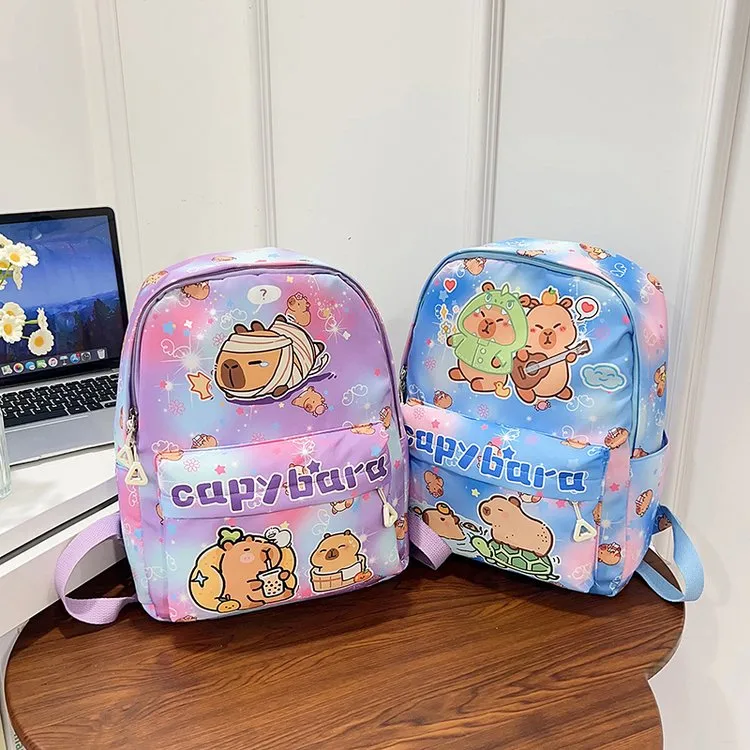 Kid'S Nylon Cartoon Capybara Cute Square Zipper Functional Backpack display picture 15