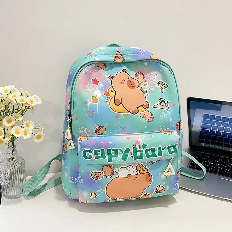 Kid'S Nylon Cartoon Capybara Cute Square Zipper Functional Backpack display picture 21