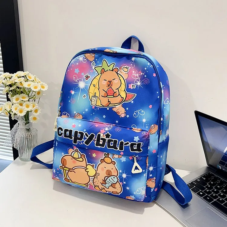 Kid'S Nylon Cartoon Capybara Cute Square Zipper Functional Backpack display picture 18