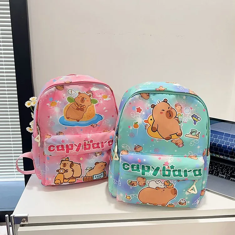 Kid'S Nylon Cartoon Capybara Cute Square Zipper Functional Backpack display picture 23