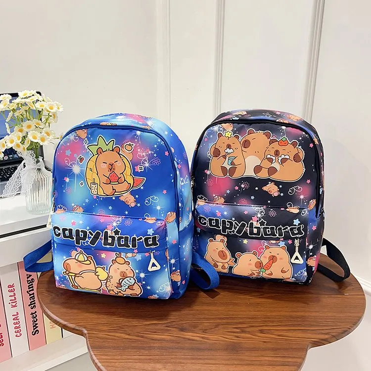 Kid'S Nylon Cartoon Capybara Cute Square Zipper Functional Backpack display picture 22