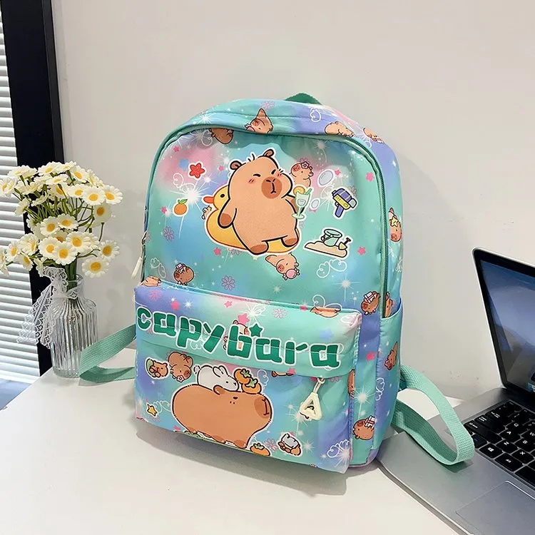 Kid'S Nylon Cartoon Capybara Cute Square Zipper Functional Backpack display picture 19