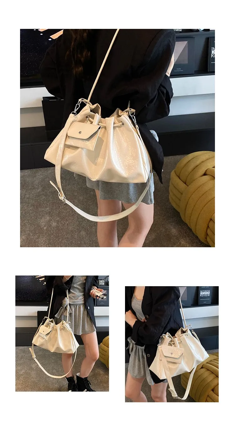 Women's Pu Leather Solid Color Streetwear Dumpling Shape String Shoulder Bag Tote Bag display picture 23