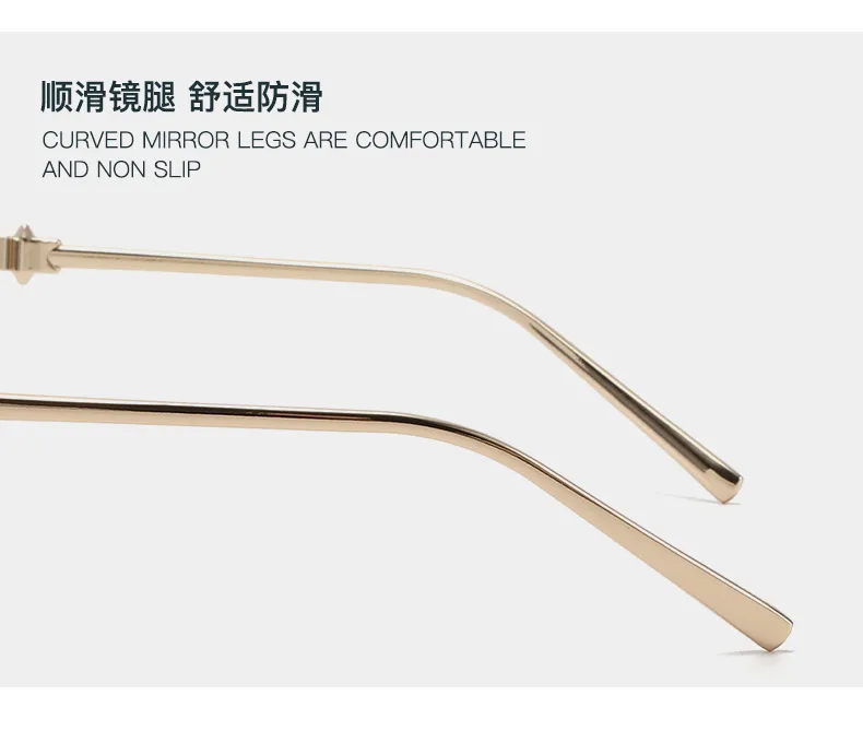 Fashion Cat Eye Sunglasses Unisex Rimless Cutting Edge Triangle Sun Protection High-End Polarized Lens Glasses display picture 9