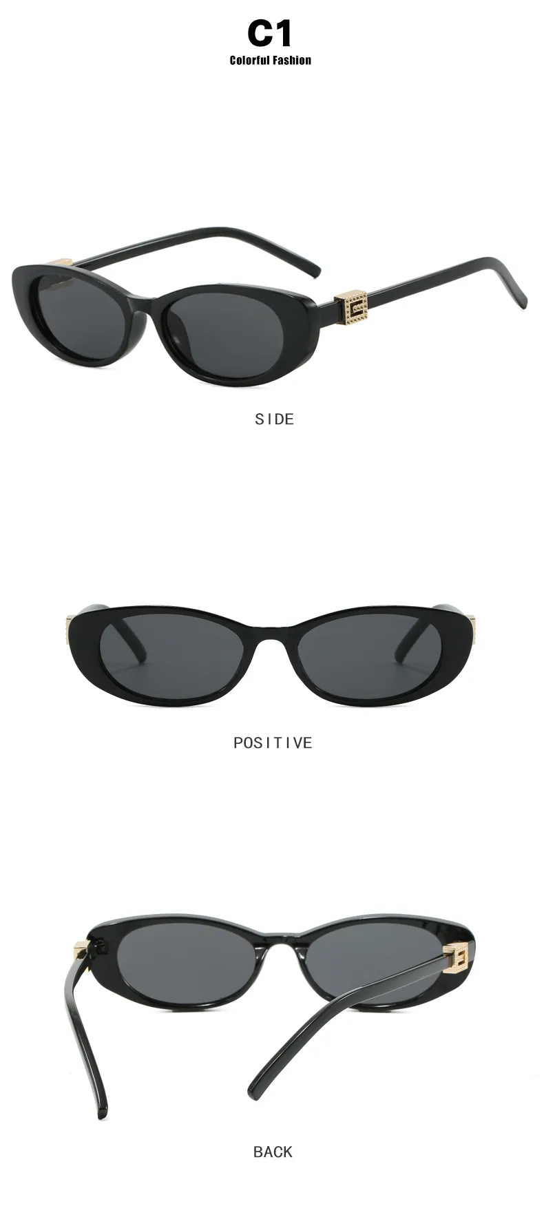 Elegant Oval Sunglasses Women's Small Frame UV Protection Sun Protection Women's Fashion Travel Round Face Full Rim Glasses display picture 9