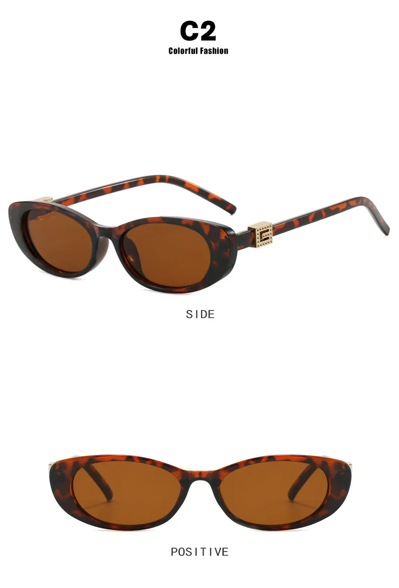 Elegant Oval Sunglasses Women's Small Frame UV Protection Sun Protection Women's Fashion Travel Round Face Full Rim Glasses display picture 10